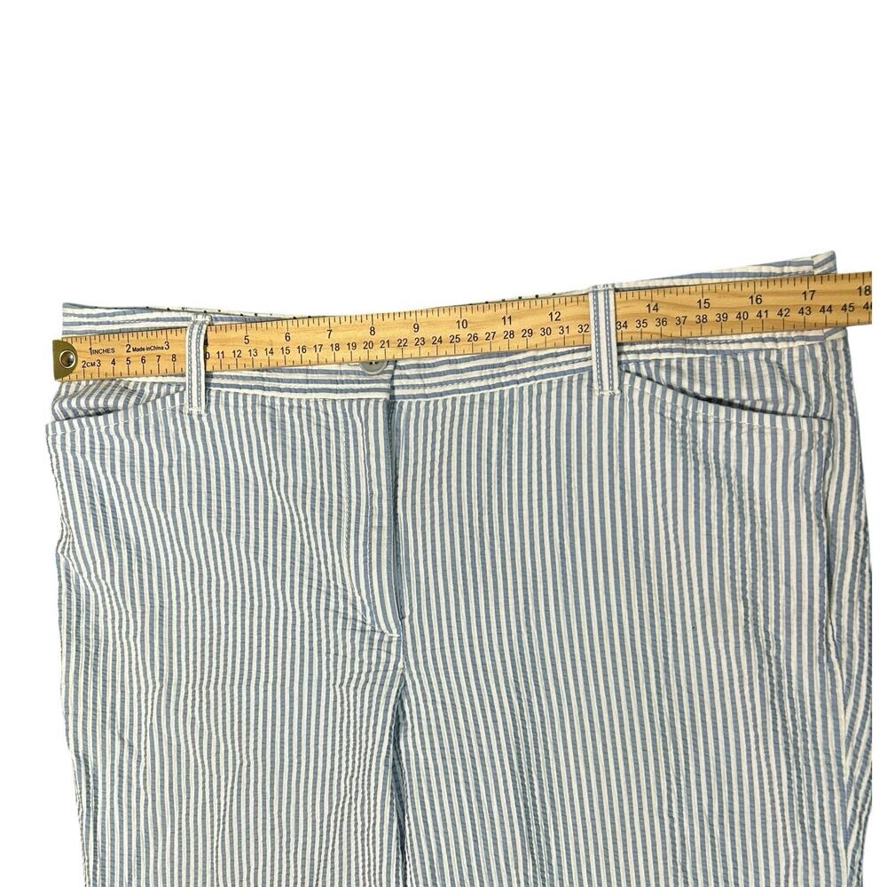 Talbots Blue White Striped Seersucker Nautical The Perfect Crop Cropped Pants 12 - Picture 8 of 11